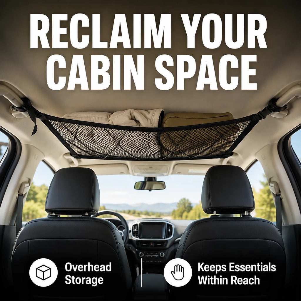 Car Ceiling Cargo Net — Overhead Storage Organizer