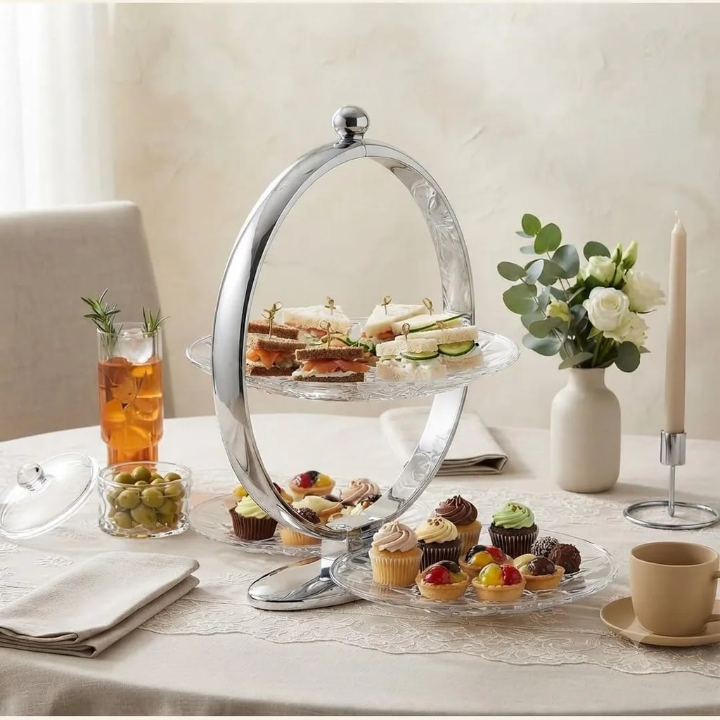 Space-Saving 3-Tier Foldable Serving Stand
