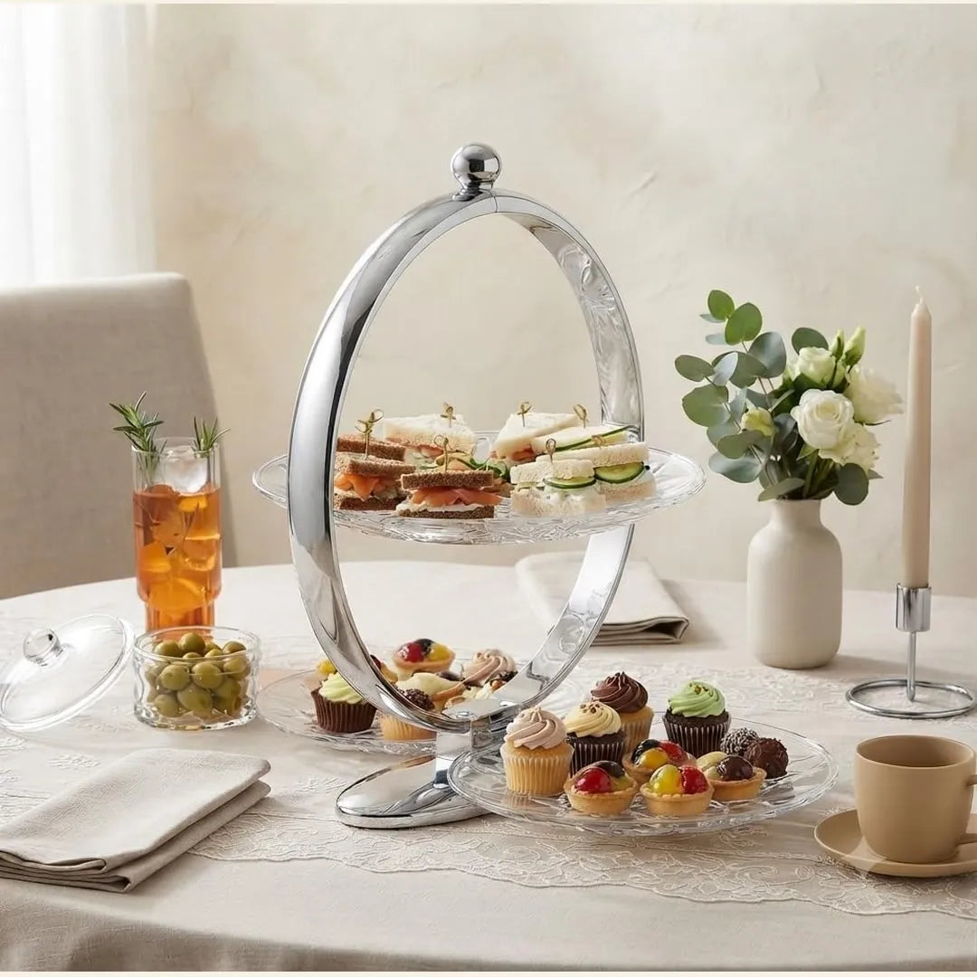Space-Saving 3-Tier Foldable Serving Stand
