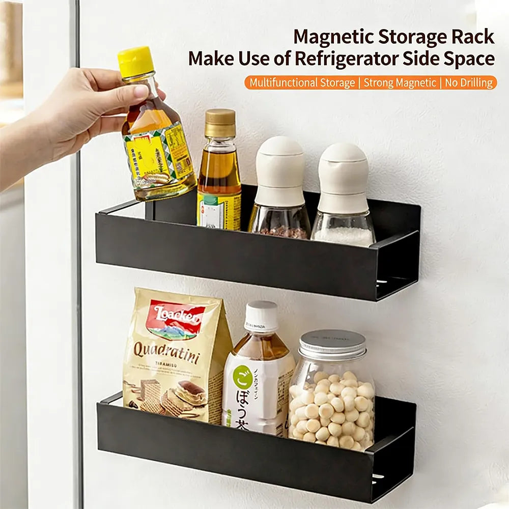 🧲 Magnetic Storage Rack Organizer – Punch-Free Kitchen Space Saver