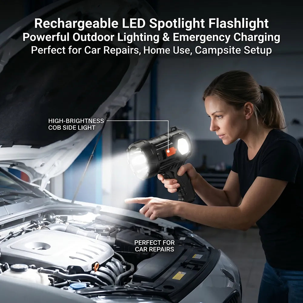 Rechargeable LED Spotlight Flashlight 🔦🏕️