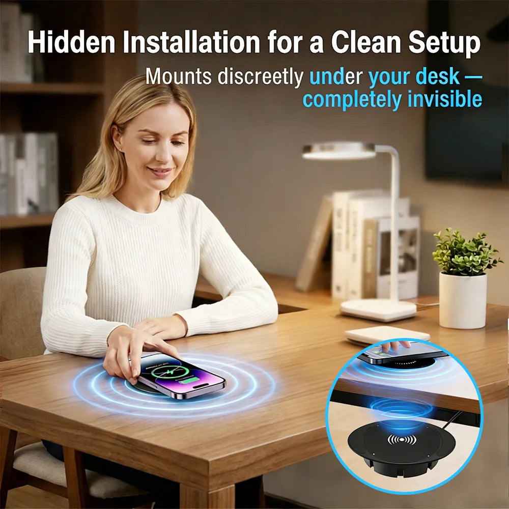 ⚡ Invisible Under-Desk Wireless Charger