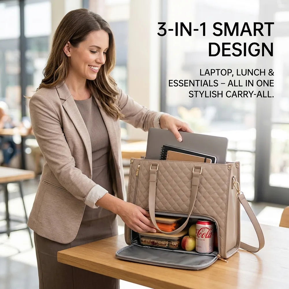 👜 3-in-1 Insulated Laptop Lunch Tote Bag