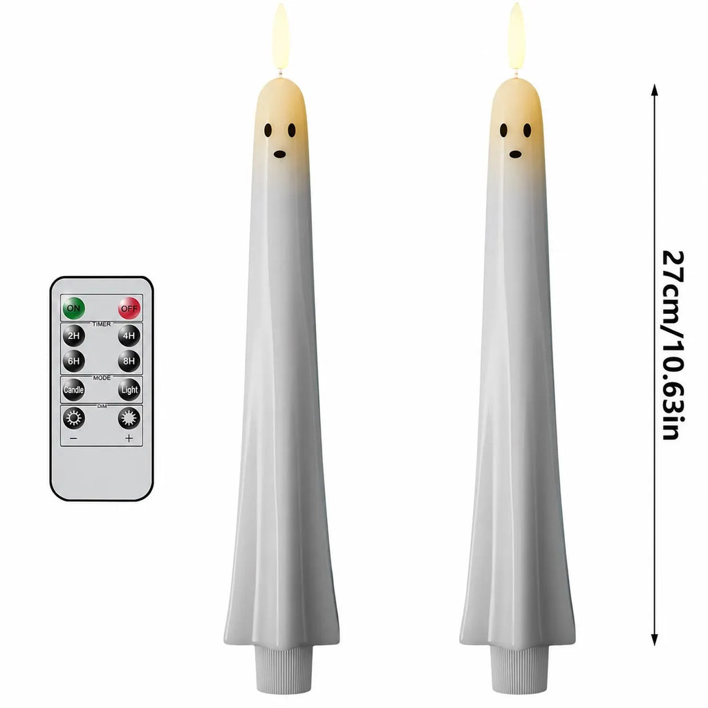 Flameless Ghost Taper Candles with Remote & Timer