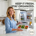 🥗 3-Compartment Refrigerator Crisper Container with Lid & Drain Basket