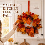Mini Fall Maple Leaf Cabinet Wreath with Hanging Ribbon