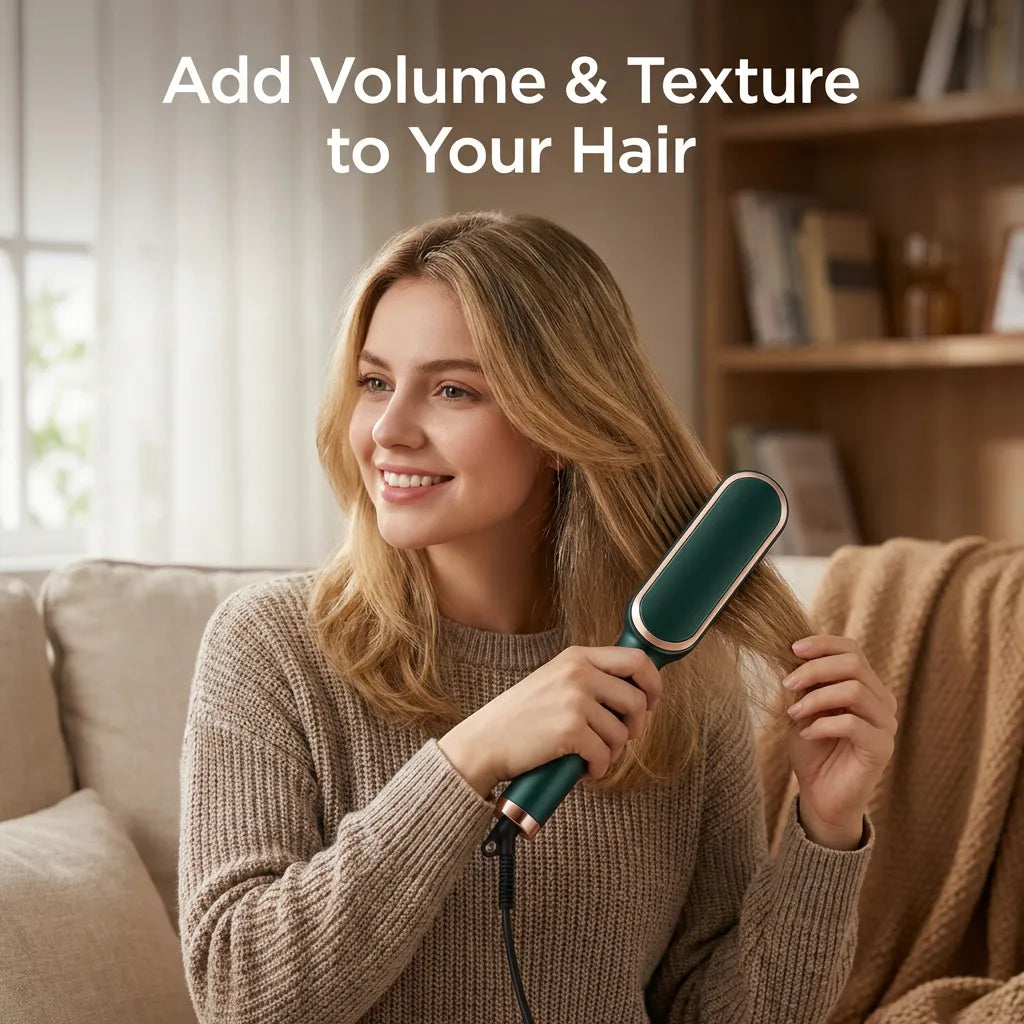 ✨ 2-In-1 Negative Ion Hair Straightener Brush