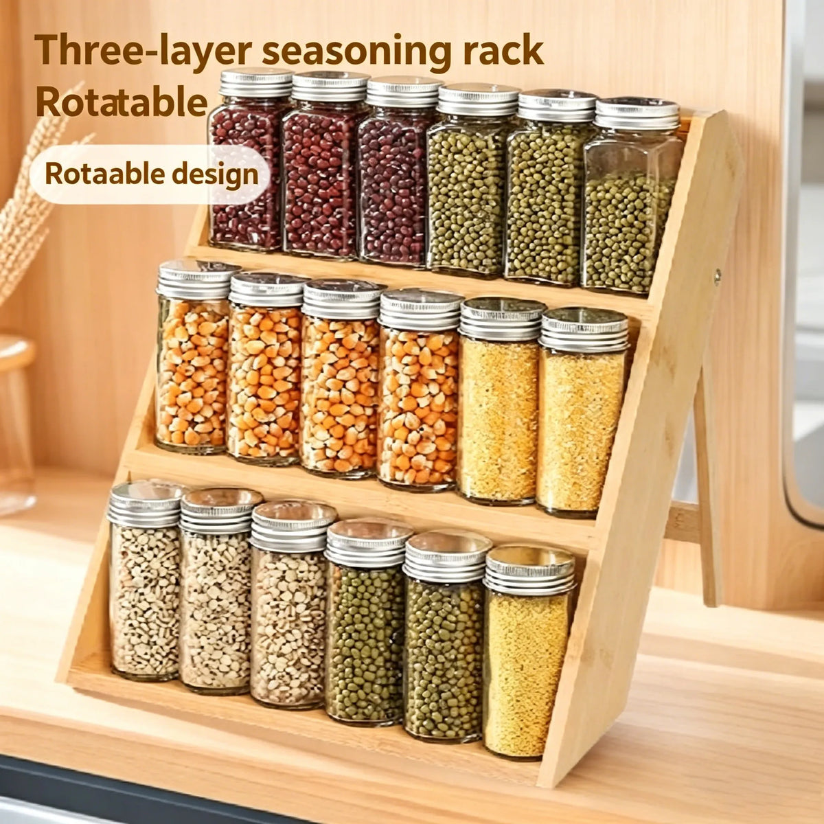 🧂 Bamboo 3-Tier Spice Rack