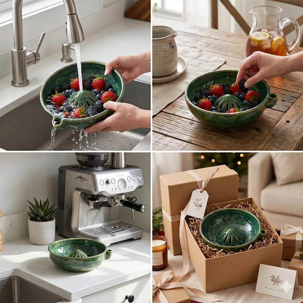 🍇🍓Vortex Berry Strainer Bowl – Gentle Fruit Washing Colander for Kitchen & Dining