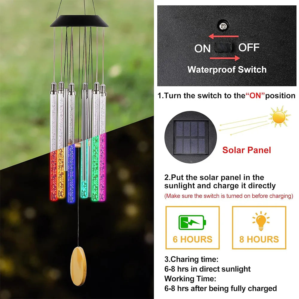 🌈 Solar Color-Changing Wind Chime Light