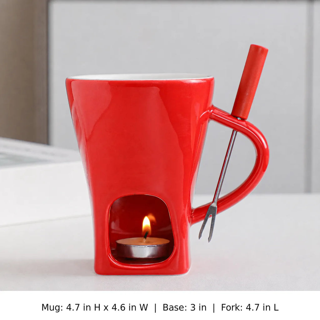Personal Chocolate Fondue Mug Set with Tealight Warmer