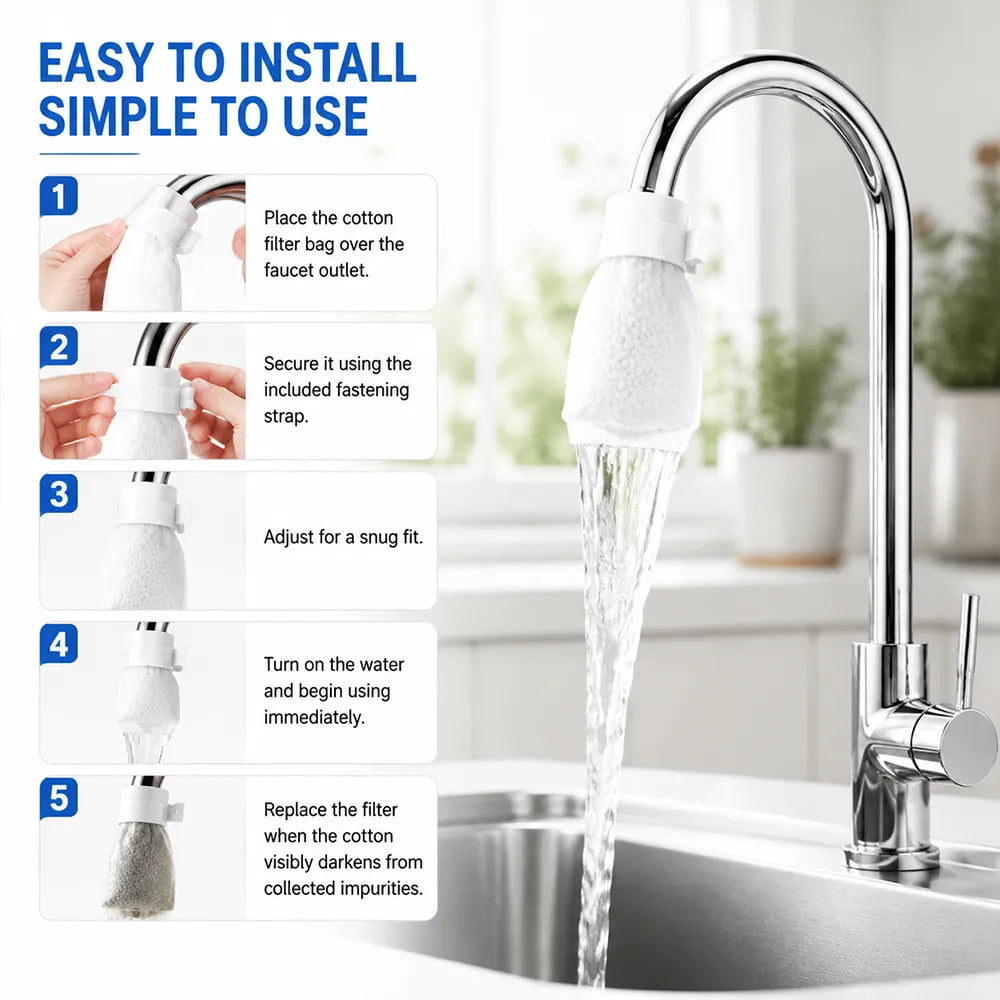 Faucet Filter Cotton Bags - Universal, 100 PCS Splash-Proof Faucet Filter Set