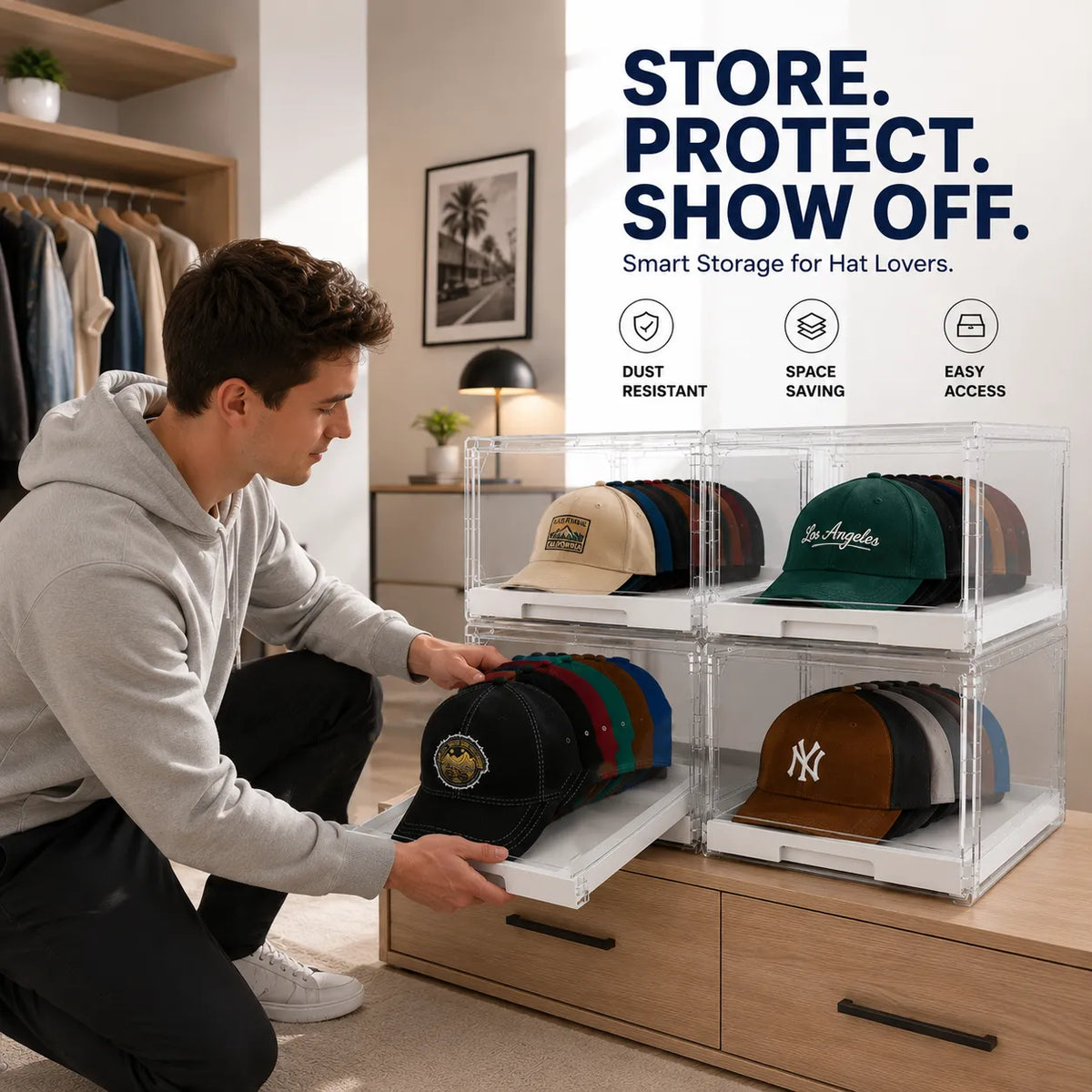 🧢 Premium Stackable Hat Storage Organizer