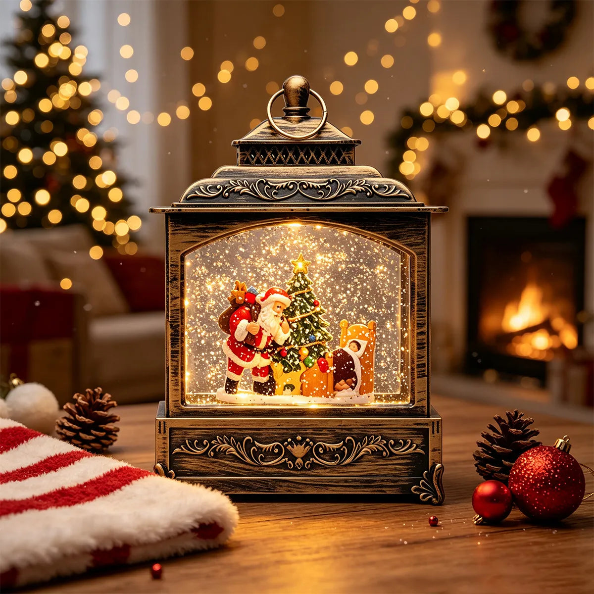 Christmas Musical Swirling Snow Lantern