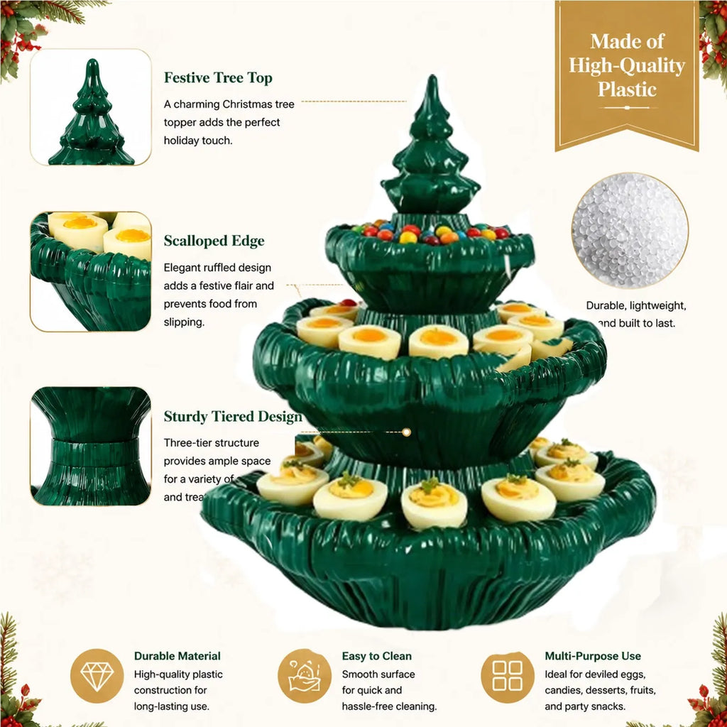 Festive 3-Tier Christmas Tree Serving Platter
