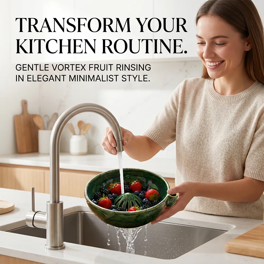 🍓Vortex Berry Strainer Bowl – Gentle Fruit Washing Colander for Kitchen & Dining