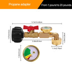 🔥 QCC1 Propane Refill Elbow Adapter with Tank Gauge