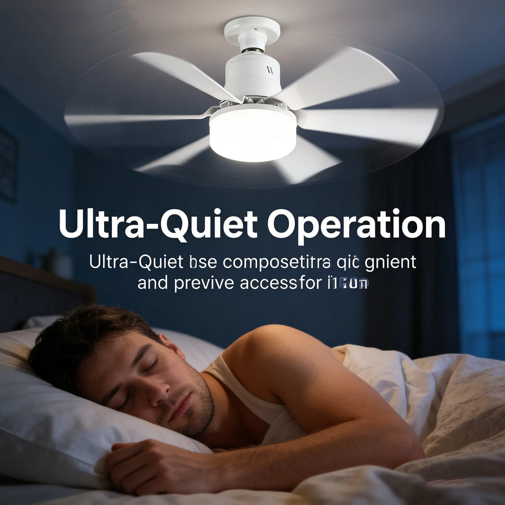💡 E27 Screw-Base Silent Mini Fan Light,Remote Control