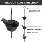 Bird-on-Cups Rain Chain – A Charming Blend of Function & Art