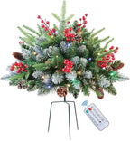 🎄 18-Inch Pre-Lit Christmas Tree with Remote & Timer – Perfect for Porch & Outdoor Holiday Décor