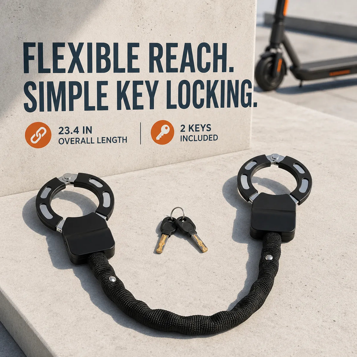 Flexible Chain Lock for Bikes, Scooters & Helmets