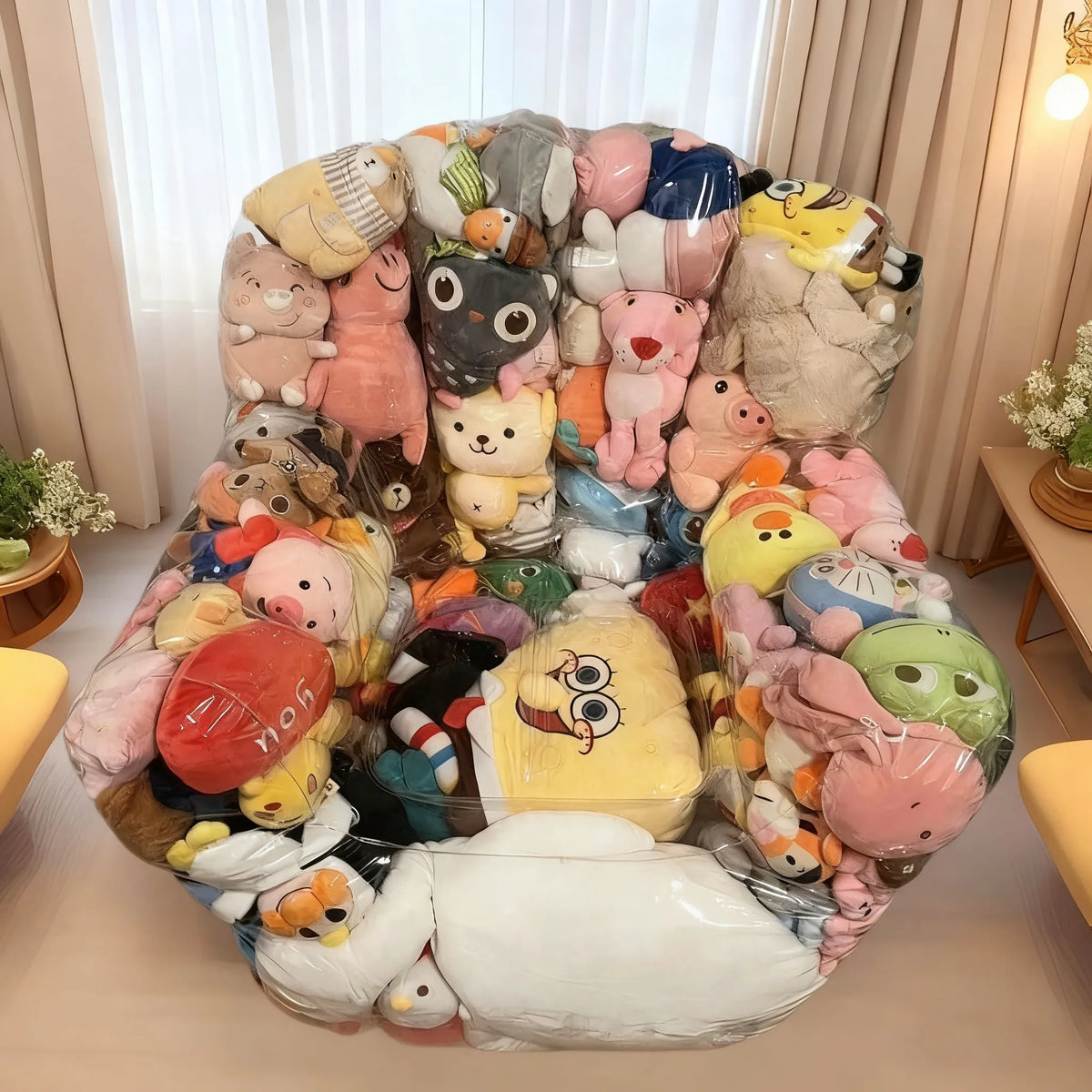 🧸 PVC Clear Stuffed Animal Storage Bag with Zipper