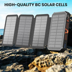20000mAh Solar Power Bank with Foldable Panels, Wireless Charging & LED Flashlight