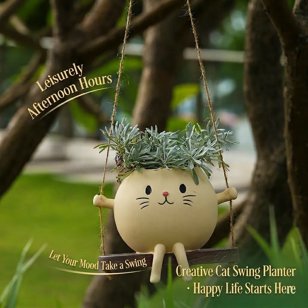 🐱 Potted Cat Swing Rocking Chair Ornament