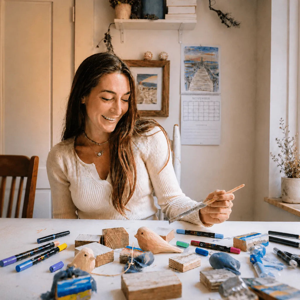 Hand-Carved Wooden Bird Painting Kit