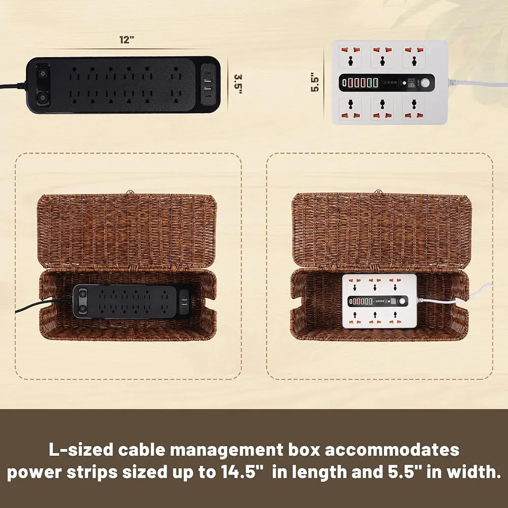 🧺 Handmade Rattan Cable Management Box