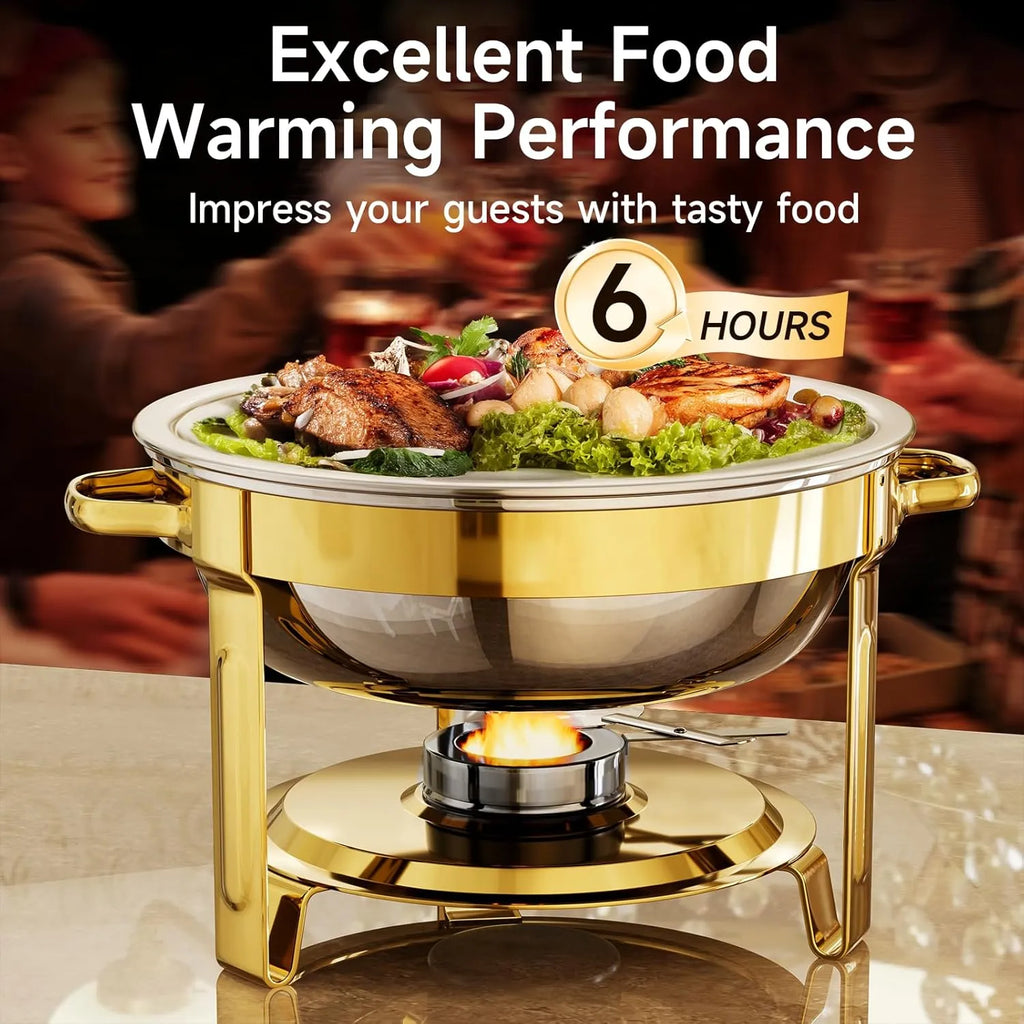 ✨ 5QT Round Stainless Steel Chafing Dish Set