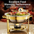 ✨ 5QT Round Stainless Steel Chafing Dish Set
