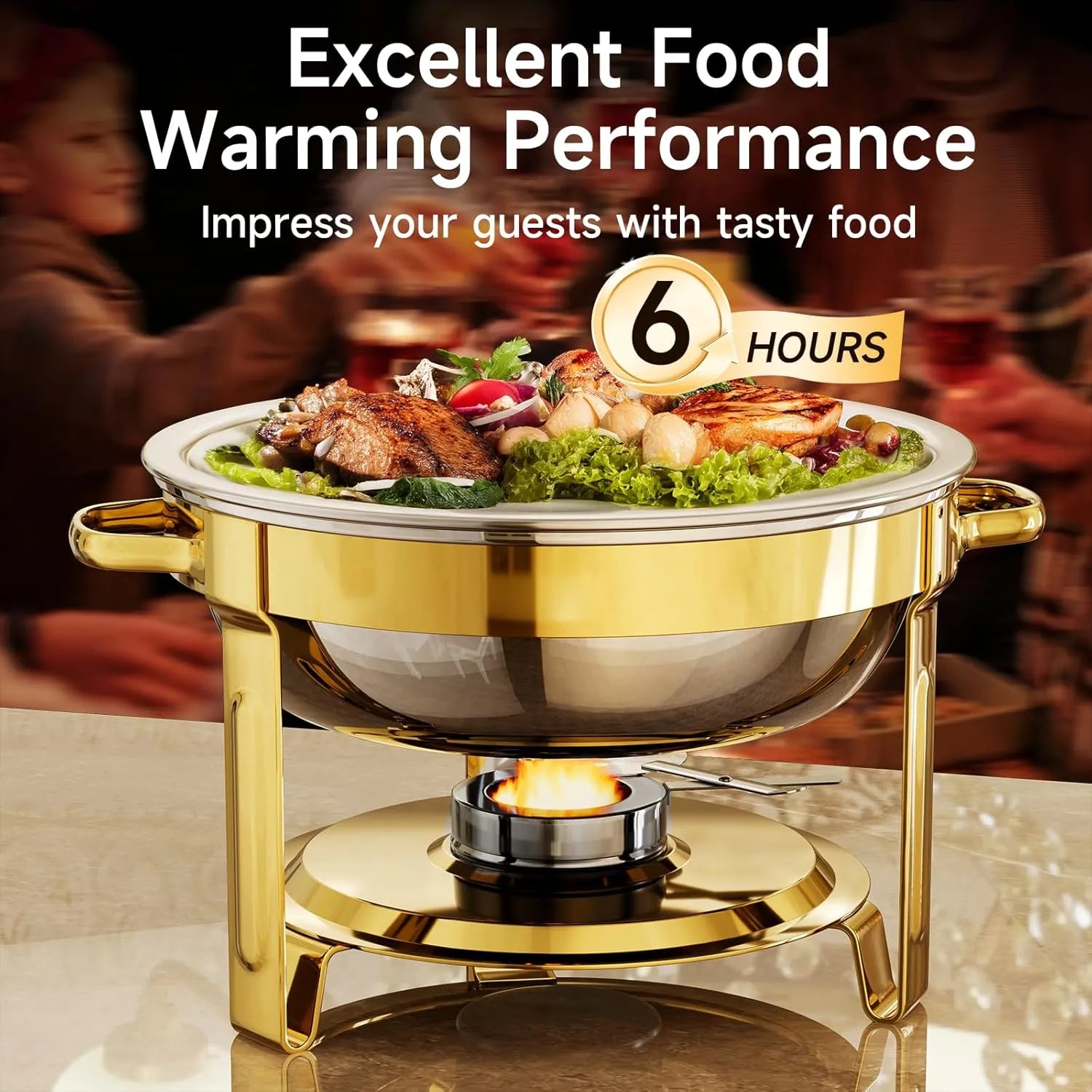 ✨ 5QT Round Stainless Steel Chafing Dish Set