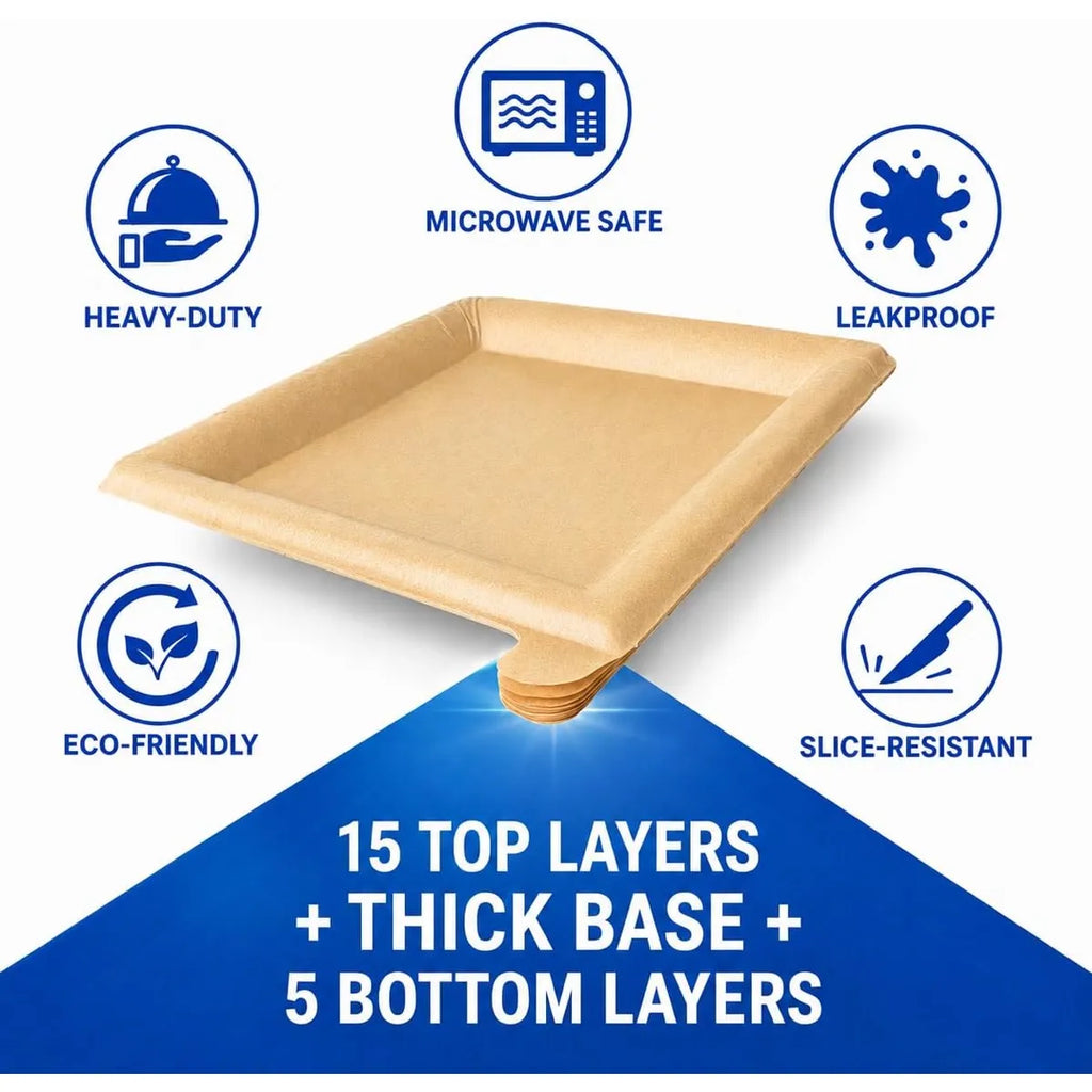 Peel-Away Disposable Dinner Plates – 24 CM Square Layered Paper Tray Set
