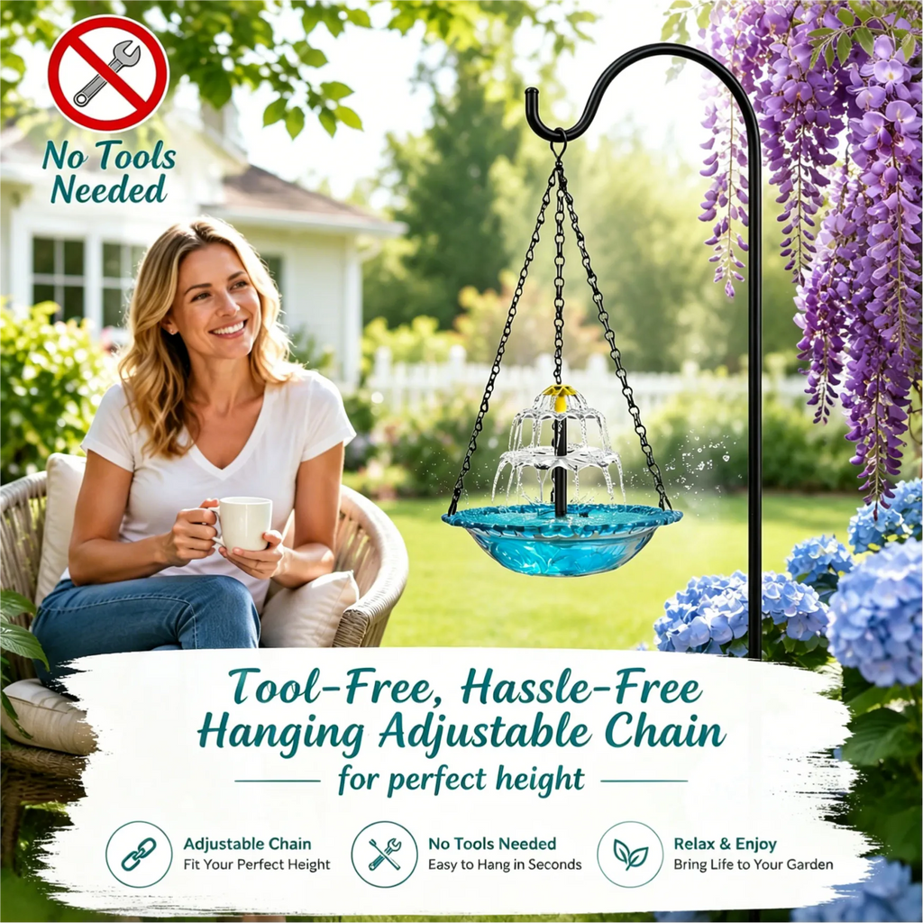 💦 Hanging Solar Bird Bath Fountain