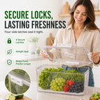 Produce Freshness Containers with Timer & Drainage – BPA-Free Fridge Organizer