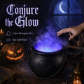Halloween Witch Cauldron Fog Maker with Color-Changing LED Mist