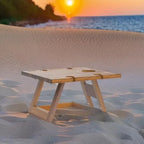 🍷 Portable Bamboo Picnic Table with Wine Glass Holders
