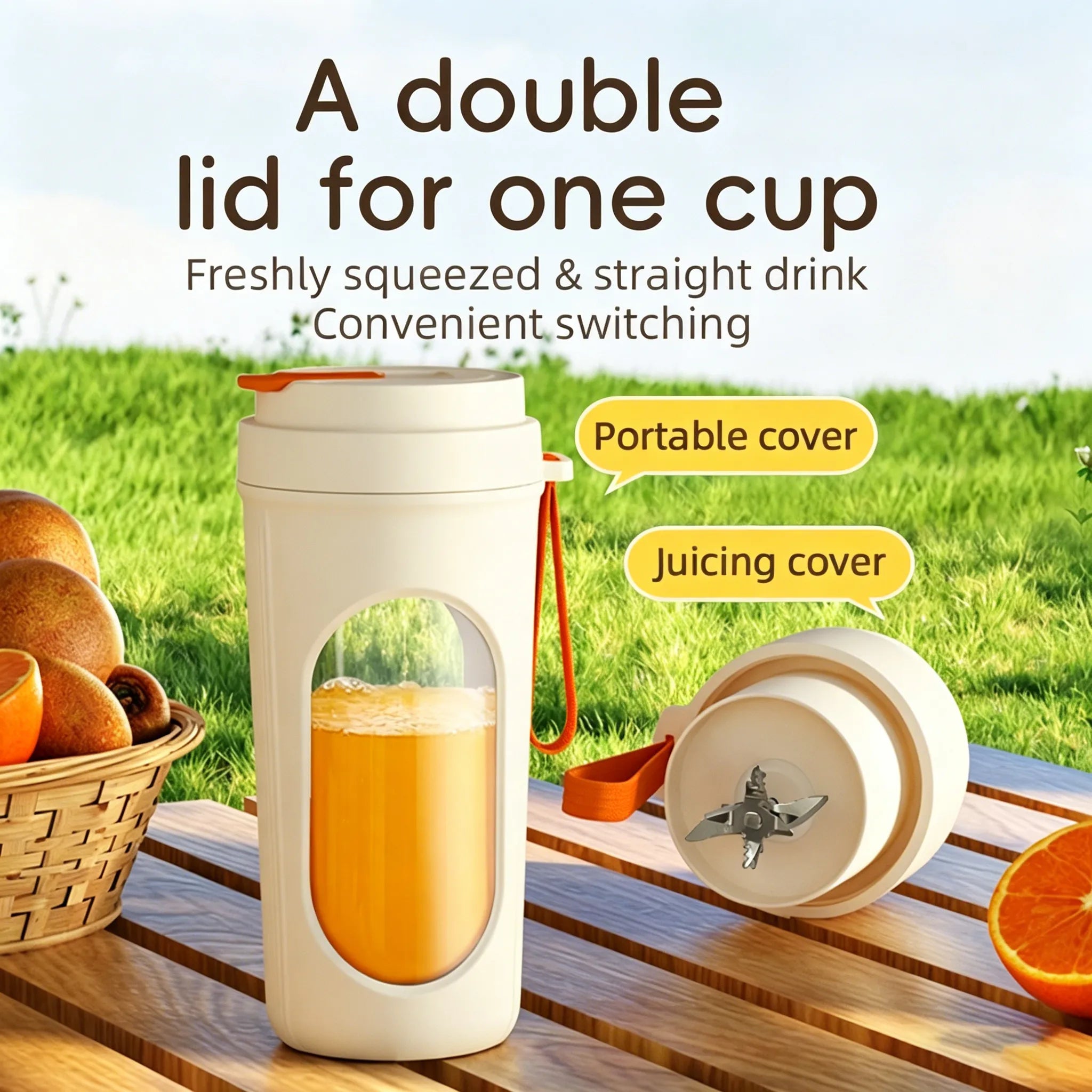 🍓Smoothie Blender – 15fl oz Portable Type-C Rechargeable Blender