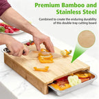 🌿 Organic Bamboo Cutting Board with Sliding Drawers