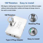 180° Rotating Flat Plug Adapter — 3-Outlet Space Saver