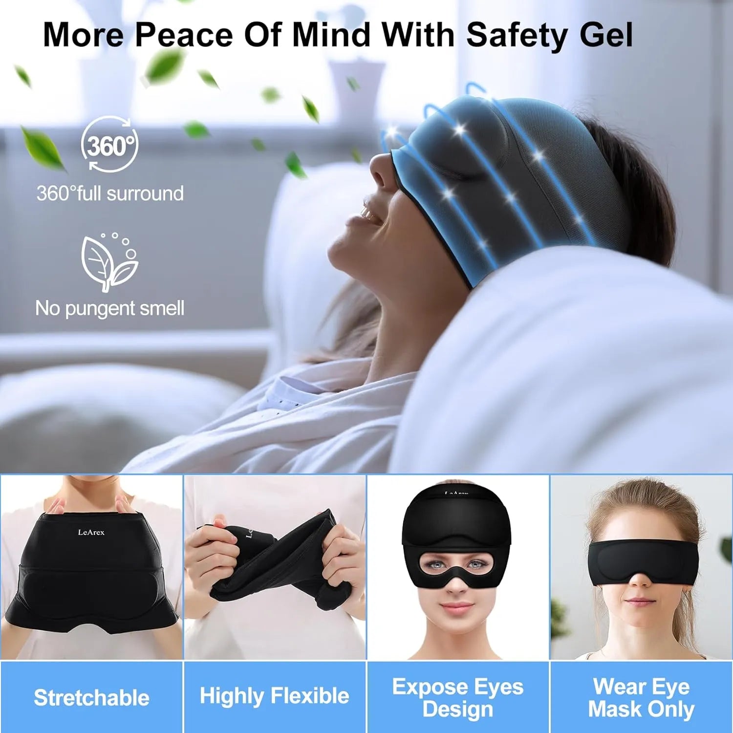 Multifunctional Gel Head & Eye Therapy Mask – Hot & Cold Relief for Migraines, Puffy Eyes, Sinus Pressure & Stress