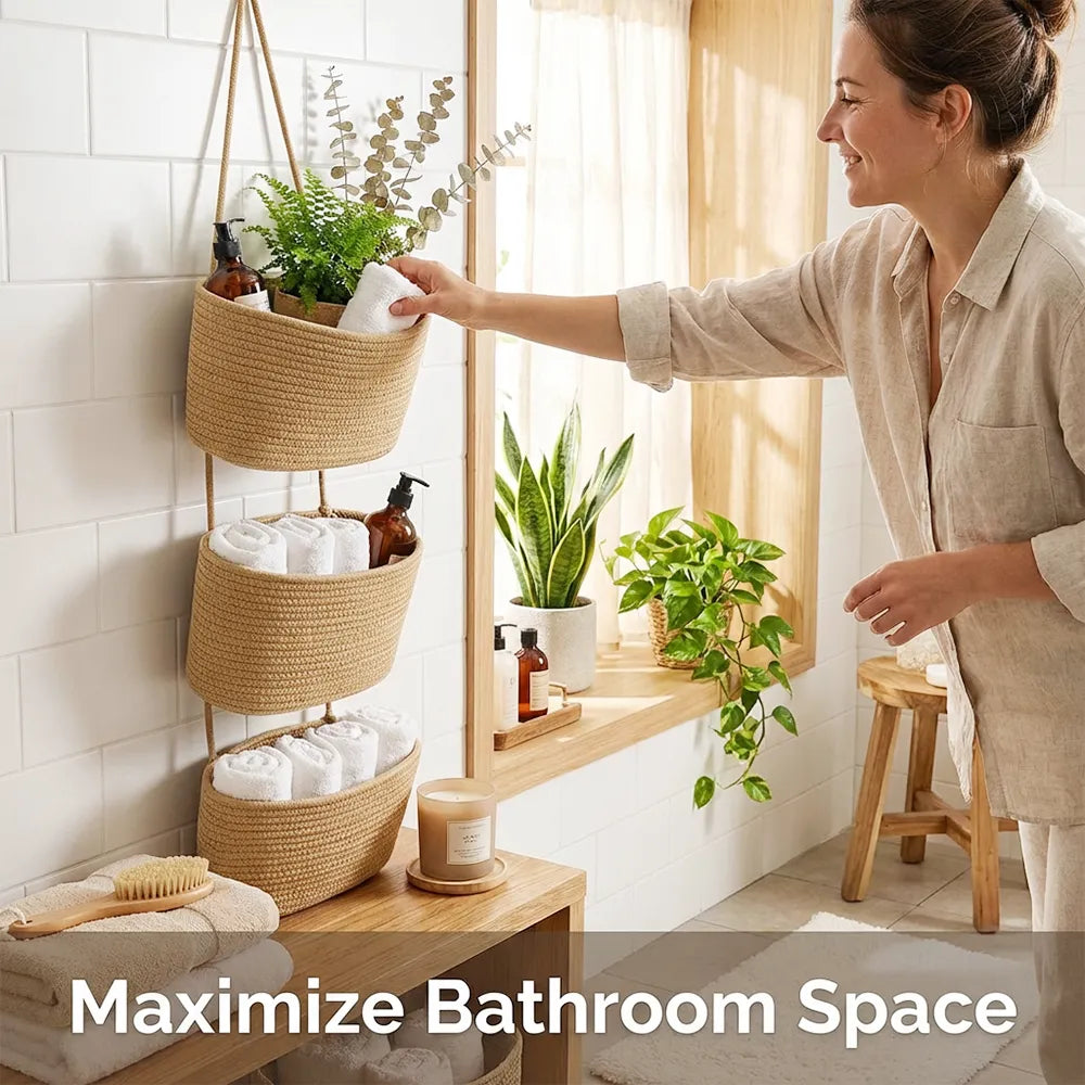 🌿Behind-the-Door Hanging Storage Basket (3-Tier Wall-Mounted Organizer)