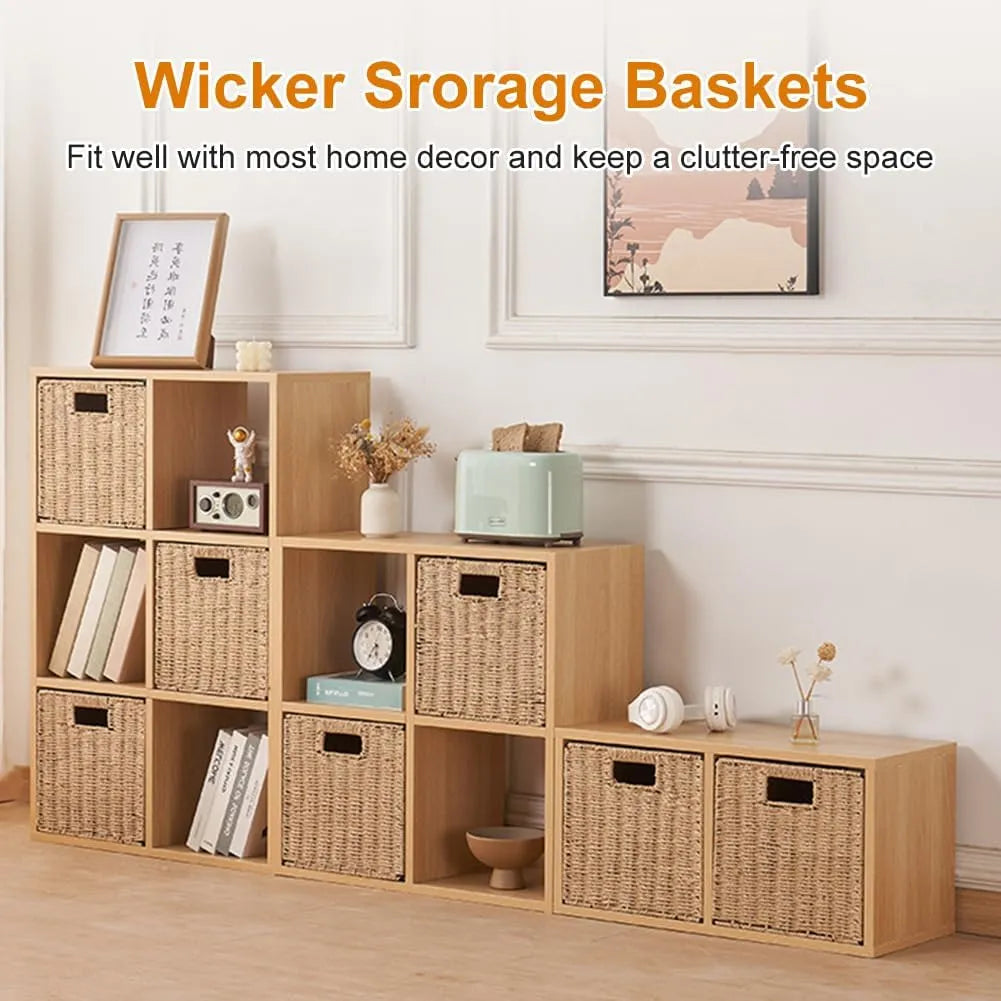🧺Rustic style handwoven foldable square storage basket