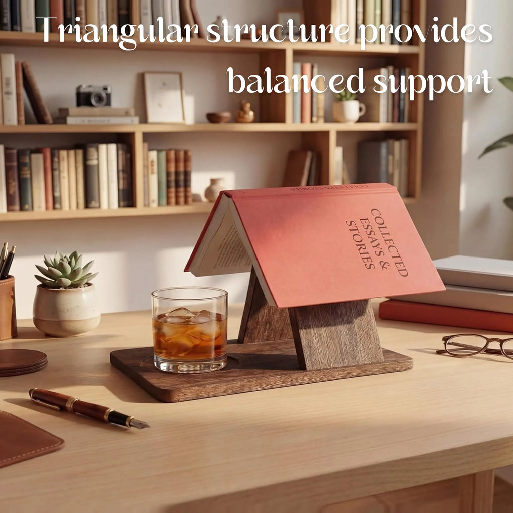 📚 Desktop Solid Wood Triangular Bookstand