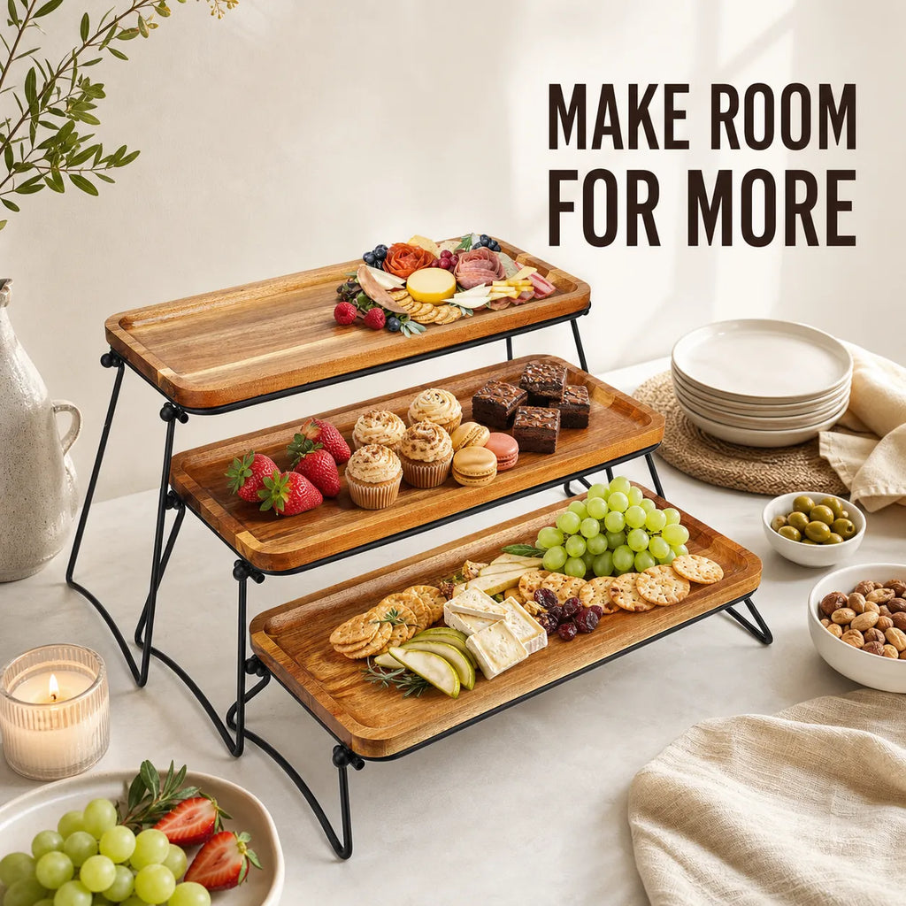 3-Tier Acacia Wood Cupcake & Serving Stand