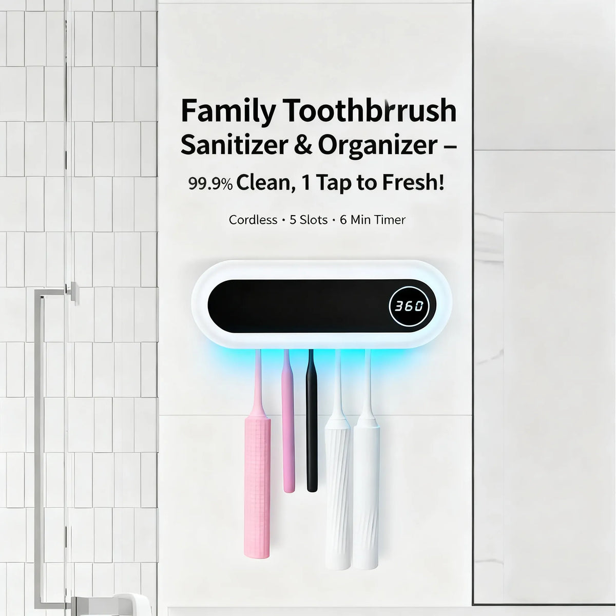 ✅ Toothbrush Holder with Timer & 5 Slots – Keep Your Family’s Toothbrushes Fresh & Organized