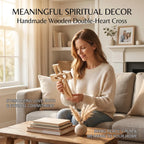 ✝️ Handmade Wooden Double-Heart Cross Wall Decor