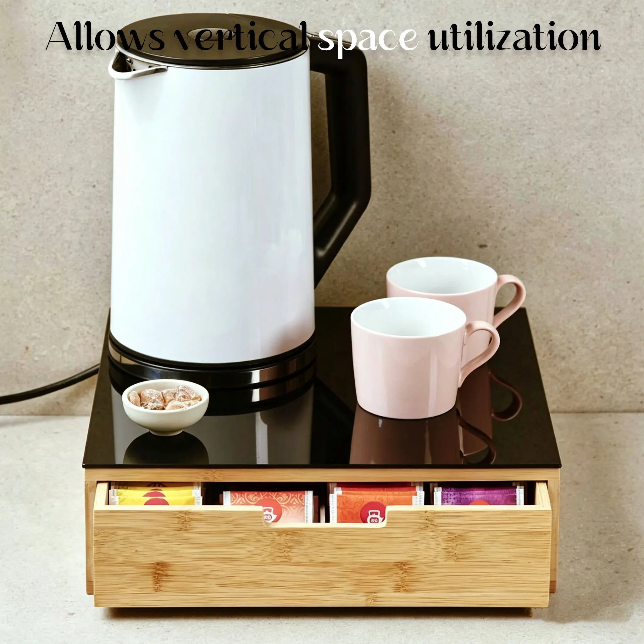 🌿Bamboo Drawer-Style Tea & Coffee Organizer