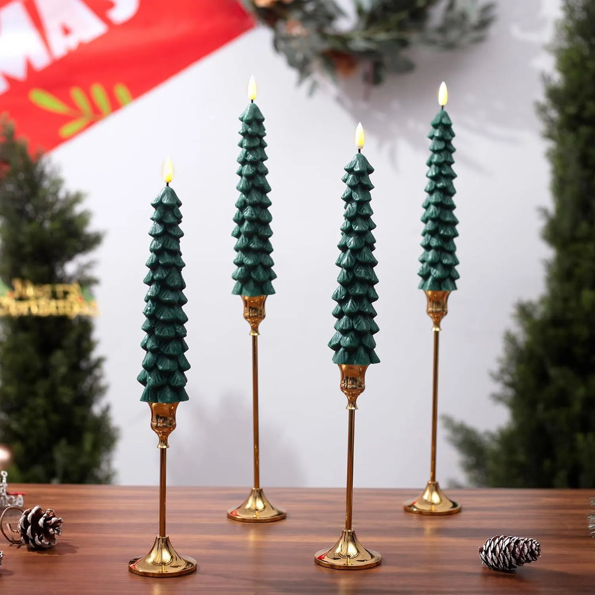 🎄 Flameless Christmas Tree Candles – Elegant, Safe & Magical Holiday Lighting